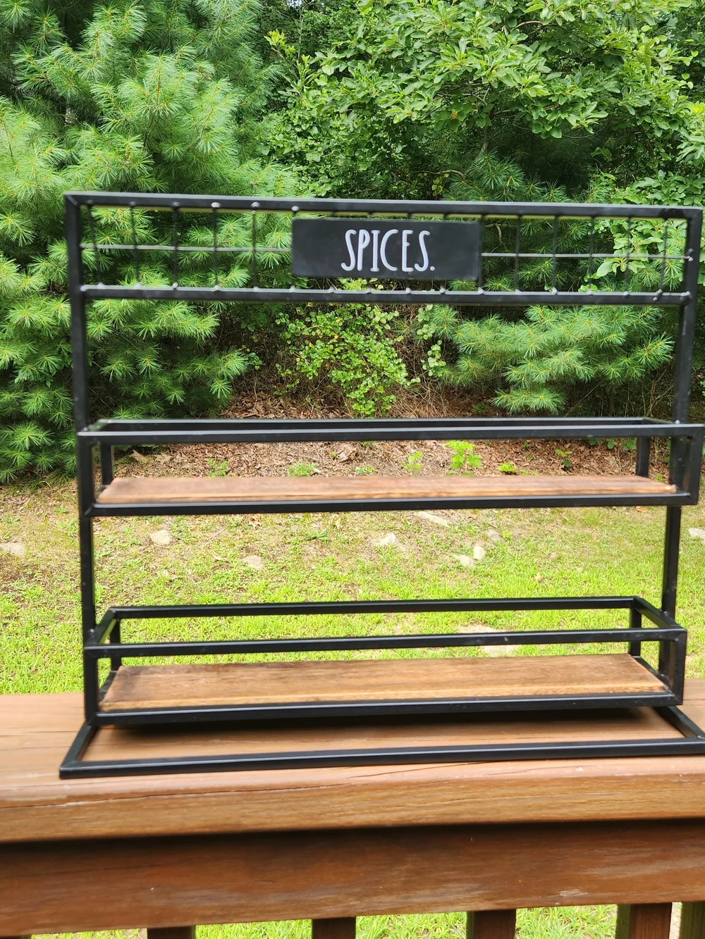 Rae Dunn Wood And Metal 'SPICES' Rustic Spice Rack
